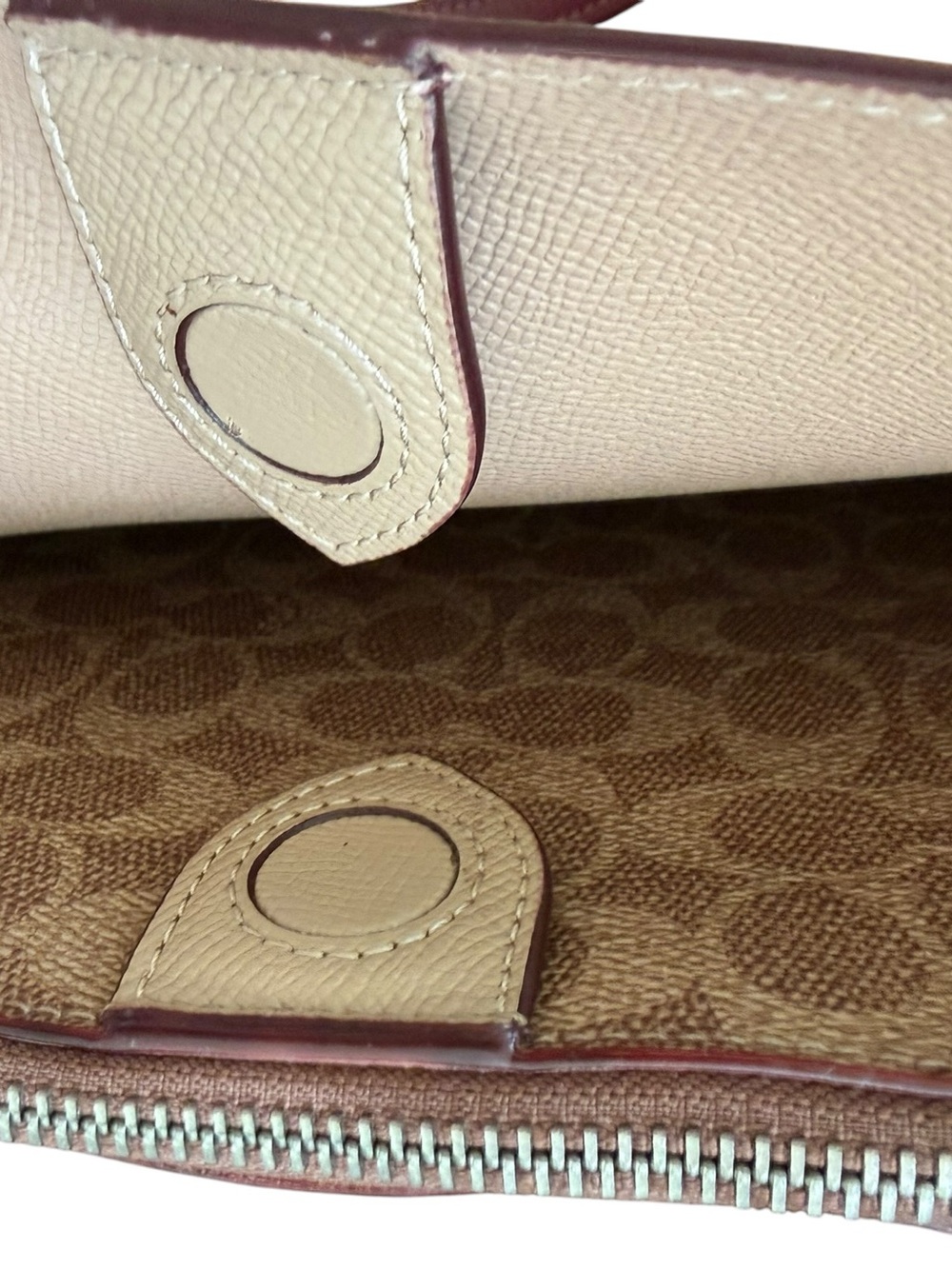 COACH Willow CO692 Colorblock and Pebbled Leather Tote Bag Mauve - Picture 7 of 9